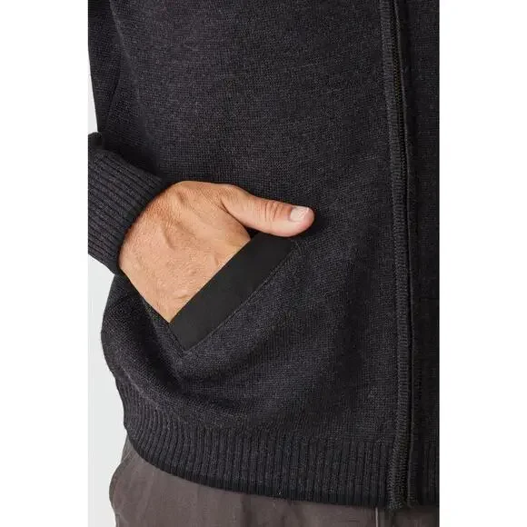 Aklanda Australian Dark Gray Merino Wool Shawl Zip Cardigan Mens Medium - Picture 3 of 10